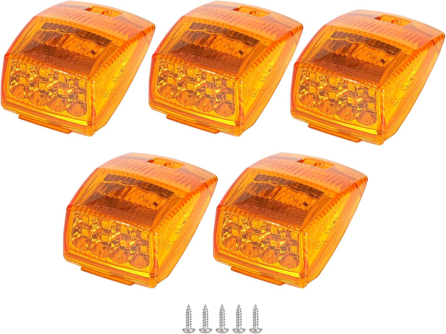 5PCS 17LED Amber Cab Marker Lights, DOT Compliant Waterproof Top Roof Running Lights for Peterbilt Kenworth Mack Freightliner International Paccar Semi Truck Trailer